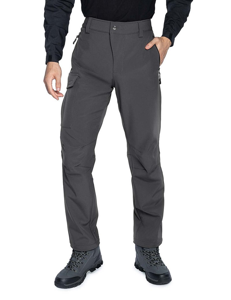 Wespornow Men's-Fleece-Lined-Hiking-Pants Water-Resistance-Snow-Ski-Pants Softshell Snowboarding Pants for Winter, Skiing, Outdoor (Grey, Large) - Image 3